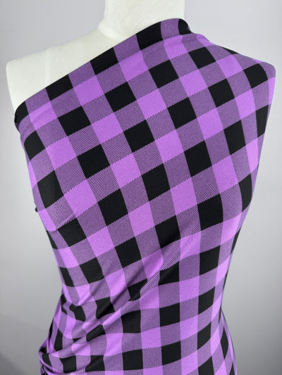 Printed Lycra - Lilac & Black - 170cm
