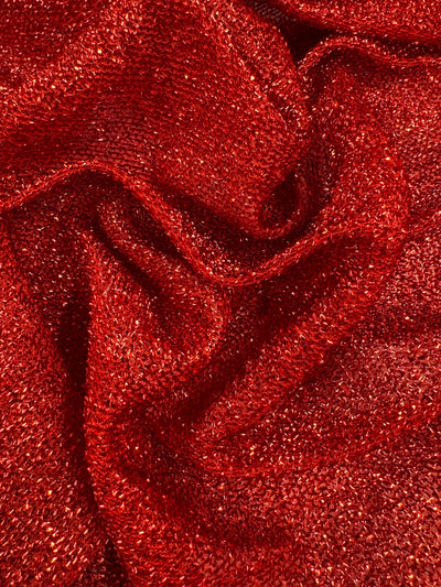 Lurex Stretch Knit - Red - 155cm