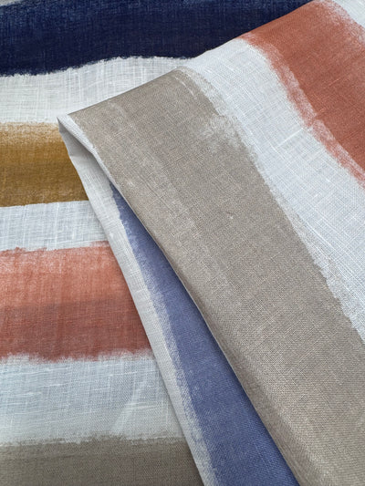 100% Pure Linen Flax  - Ombré Stripe - 140Cm