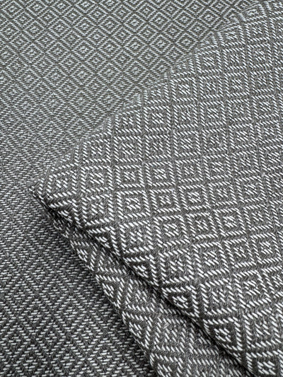 Geometric Diamond Weave Upholstery - Windermere Pewter - 142cm
