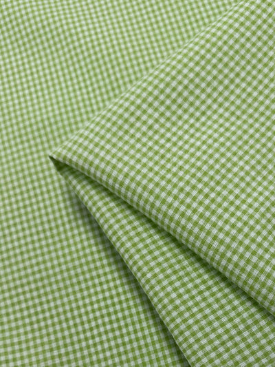 Linen Blend - Mini Green Glow & White  - 145cm