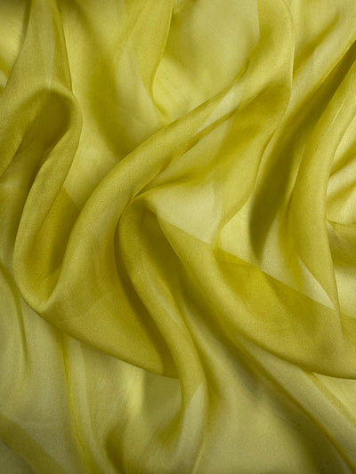 100% Pure Silk Chiffon - Golden Green - 106cm