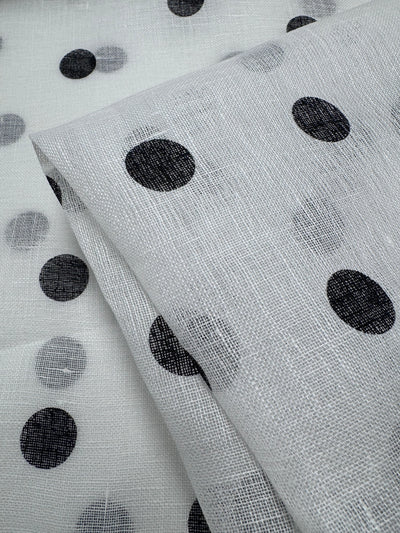 100% Pure Linen  Gauze - Polka dot - 136Cm