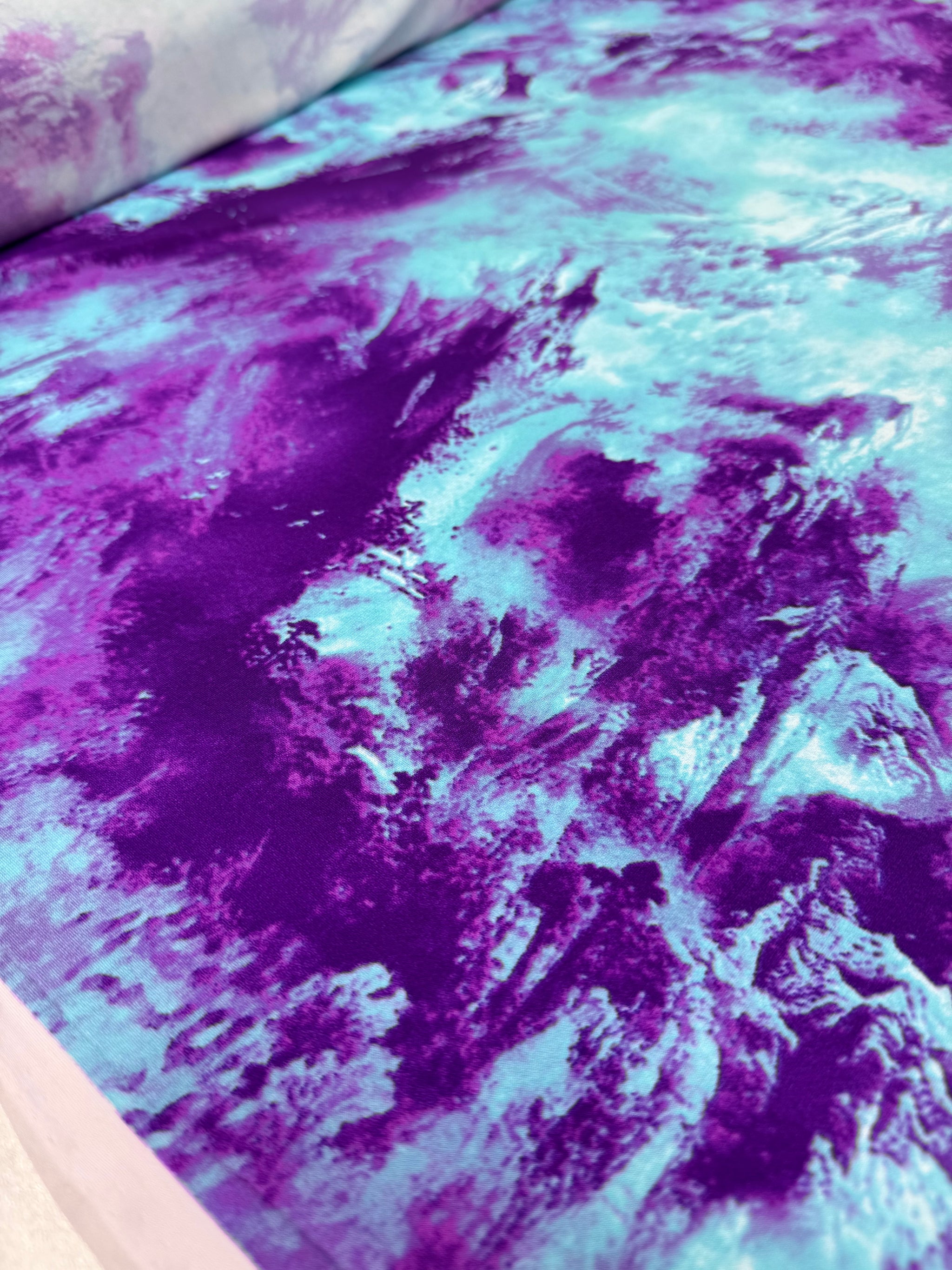Designer Printed Lycra - Amethyst Mist - 150cm