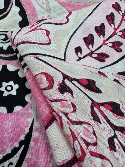 Mercerised Viscose  -  Fuchsia Paisley - 150cm