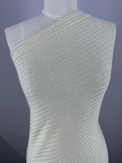 Viscose Chunky Knit - Coconut Milk & Gold - 120cm