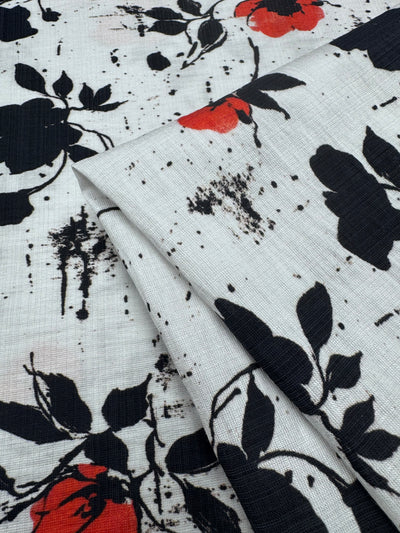 Linen Blend - Ink Floral - 152cm