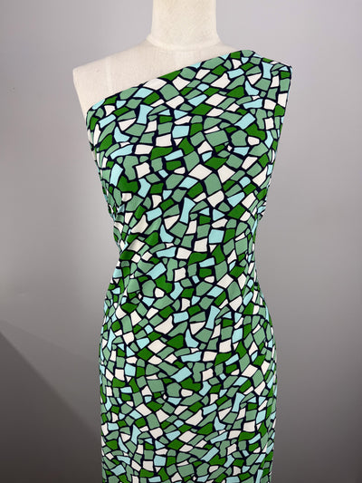Designer Printed Lycra - Emerald Mosaic- 150cm