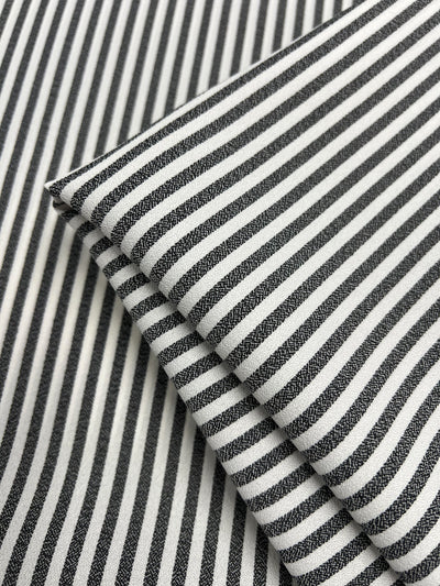 Striped Crepe - Black - 150cm