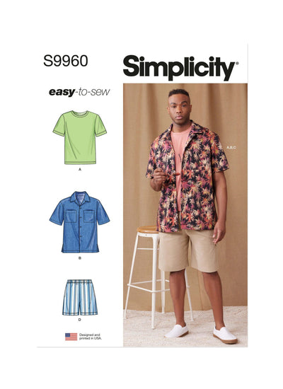 Pattern - Simplicity - S9960 - Men’s Knit T-Shirt, Shirt and Shorts