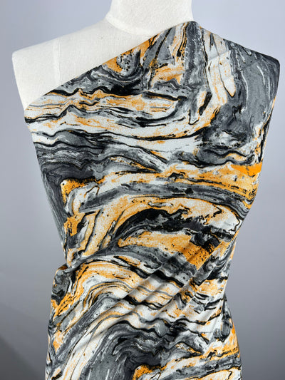 Printed Crepe - Licorice Marble - 150cm